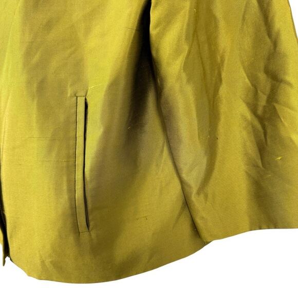 Chicos Travelers Collection Lentil Green Lined Silk Blend Jacket Blazer sz 1 / M - Picture 8 of 16